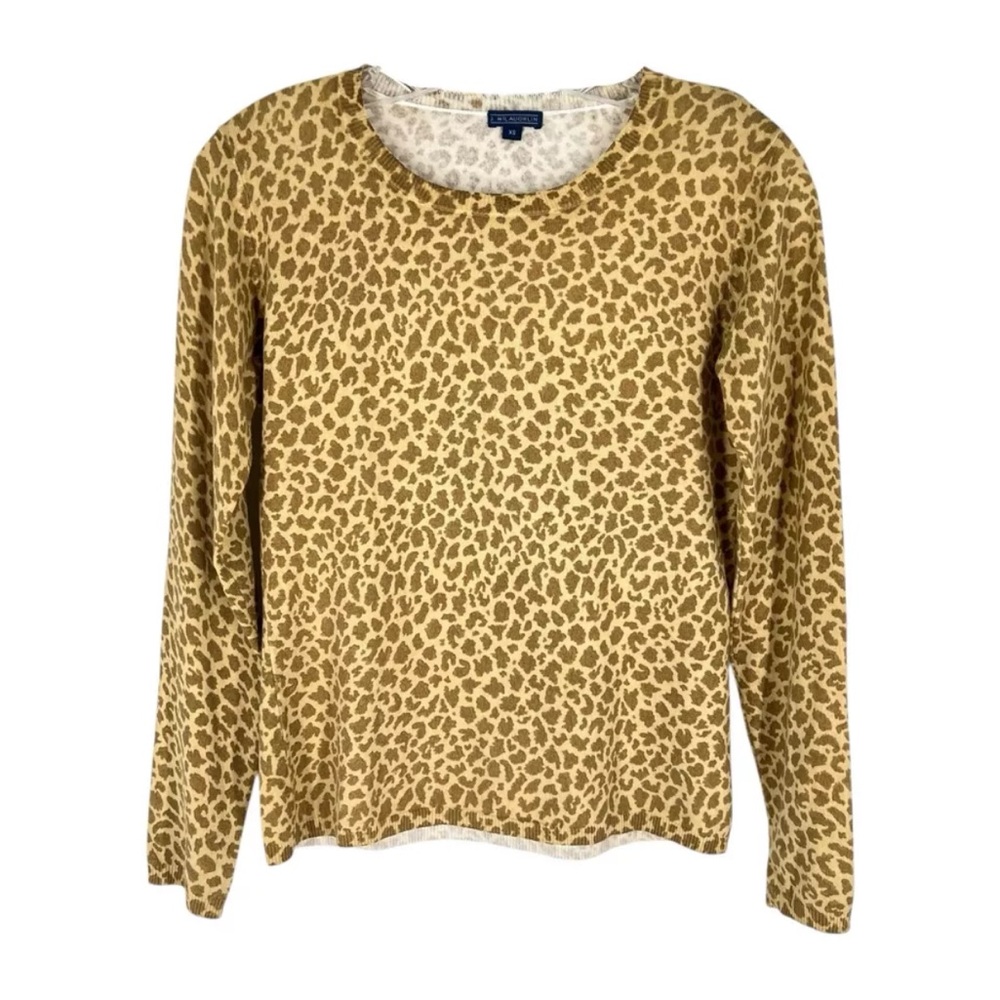J McLaughlin Sweater Womens Size XS Taupe Animal Print Cotton Modal Knit